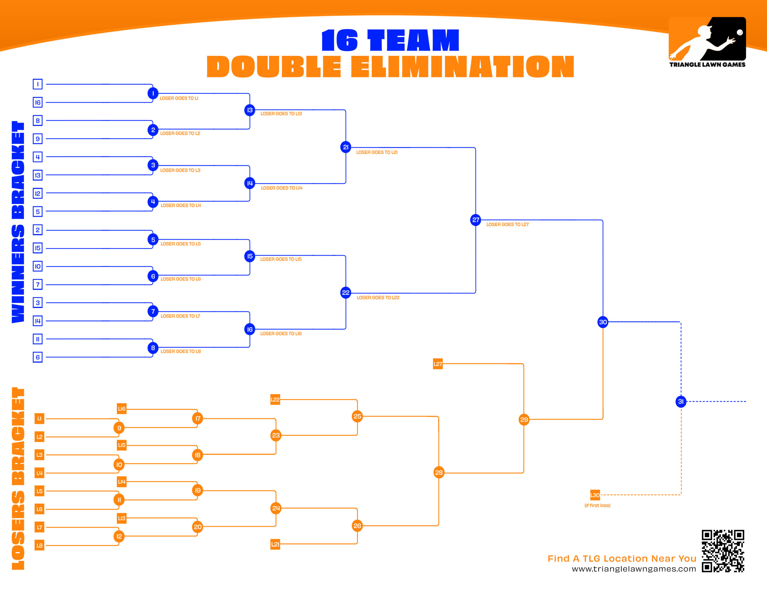 32 Team Double Elimination Bracket Printable